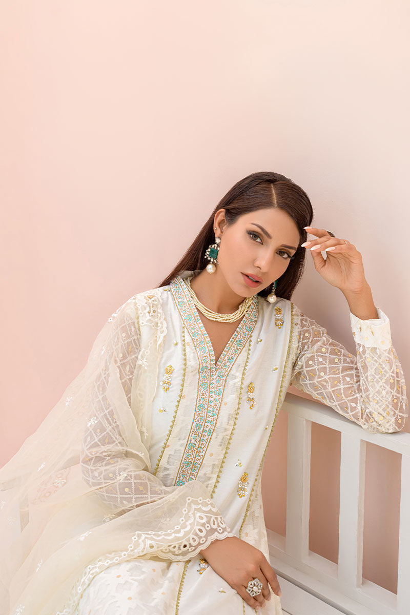 Fatima Khan | Best Sellers 24 | DOVE WHITE GOLD by Fatima Khan - Designer Dress - Type: Luxury - Available at Libayah - 100% Original