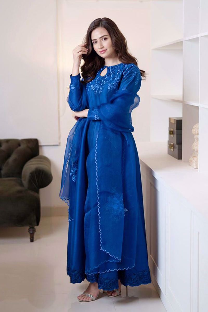 Ansab Jahangir | Luxury Silk Pret | BLUE SHADOW by Ansab Jahangir - Designer Dress - Type: Ladies Clothes - Available at Libayah - 100% Original