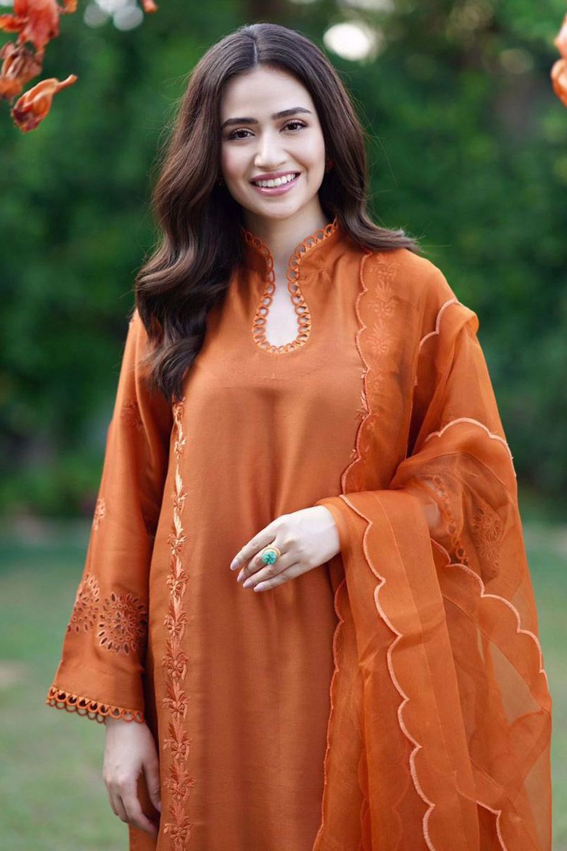 Ansab Jahangir | Luxury Silk Pret | TANGERINE ROUGE by Ansab Jahangir - Designer Dress - Type: Ladies Clothes - Available at Libayah - 100% Original