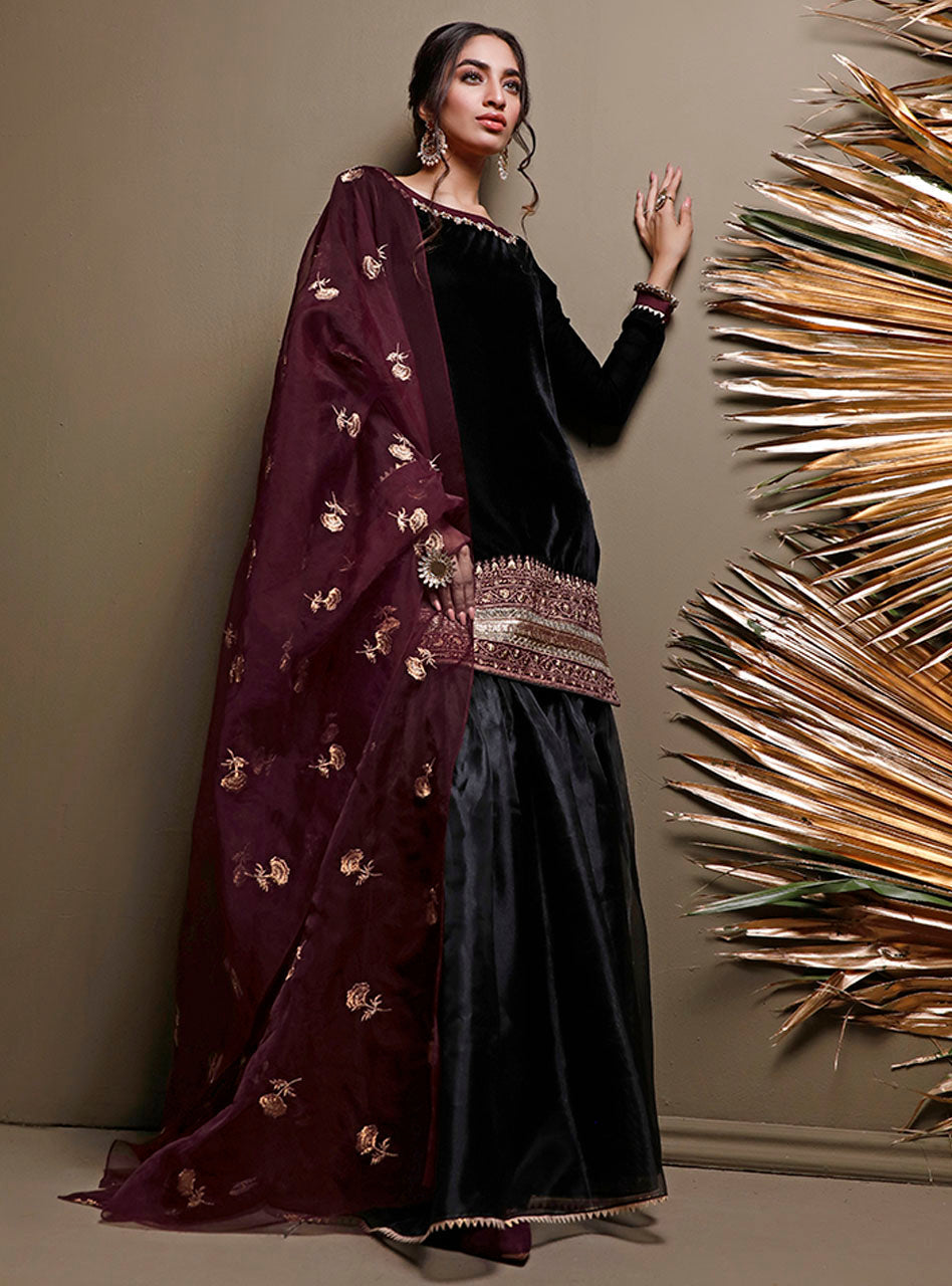 Zainab Chottani | Semi Formals | BLACKOUT BURGUNDY by Zainab Chottani - Designer Dress - Type: Ladies Clothes - Available at Libayah - 100% Original