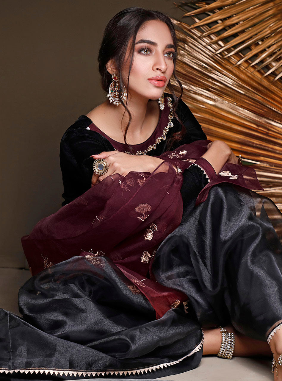Zainab Chottani | Semi Formals | BLACKOUT BURGUNDY by Zainab Chottani - Designer Dress - Type: Ladies Clothes - Available at Libayah - 100% Original