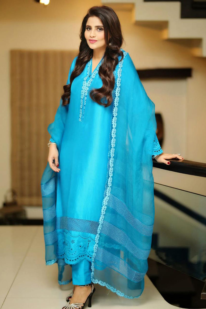 Ansab Jahangir | Luxury Silk Pret | TURQUOISE GLAZE by Ansab Jahangir - Designer Dress - Type: Ladies Clothes - Available at Libayah - 100% Original