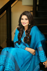 Ansab Jahangir | Luxury Silk Pret | TURQUOISE GLAZE by Ansab Jahangir - Designer Dress - Type: Ladies Clothes - Available at Libayah - 100% Original
