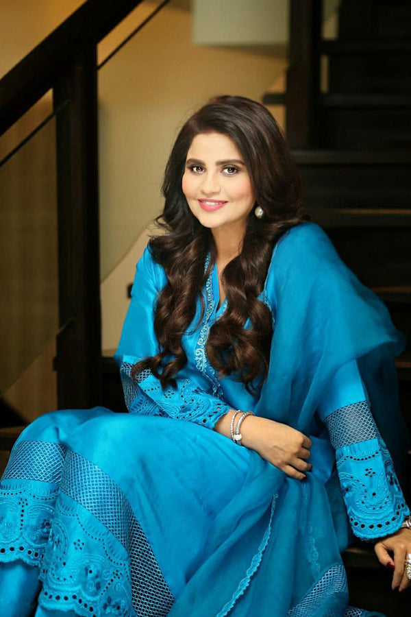 Ansab Jahangir | Luxury Silk Pret | TURQUOISE GLAZE by Ansab Jahangir - Designer Dress - Type: Ladies Clothes - Available at Libayah - 100% Original