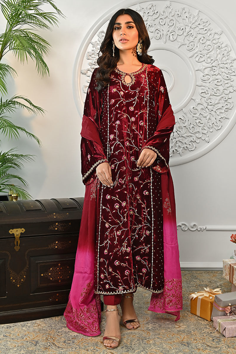 Ansab Jahangir | Bow Velvet Edit | JASMINE by Ansab Jahangir - Designer Dress - Type: Ladies Clothes - Available at Libayah - 100% Original