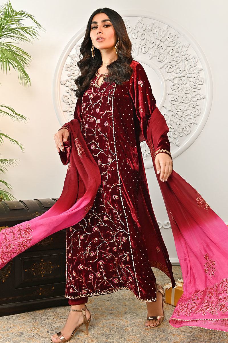 Ansab Jahangir | Bow Velvet Edit | JASMINE by Ansab Jahangir - Designer Dress - Type: Ladies Clothes - Available at Libayah - 100% Original