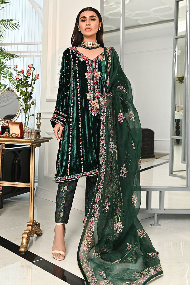 Ansab Jahangir | Bow Velvet Edit | LYLAH by Ansab Jahangir - Designer Dress - Type: Ladies Clothes - Available at Libayah - 100% Original
