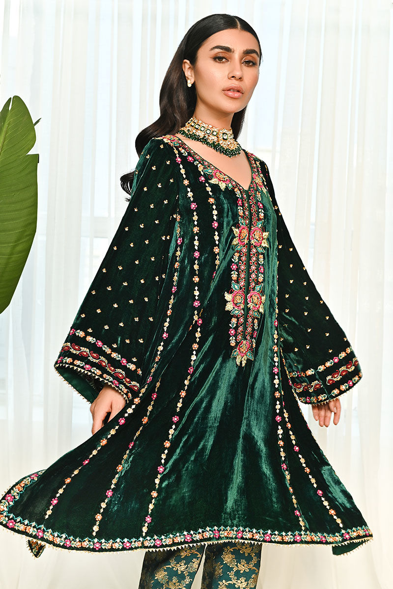 Ansab Jahangir | Bow Velvet Edit | LYLAH by Ansab Jahangir - Designer Dress - Type: Ladies Clothes - Available at Libayah - 100% Original