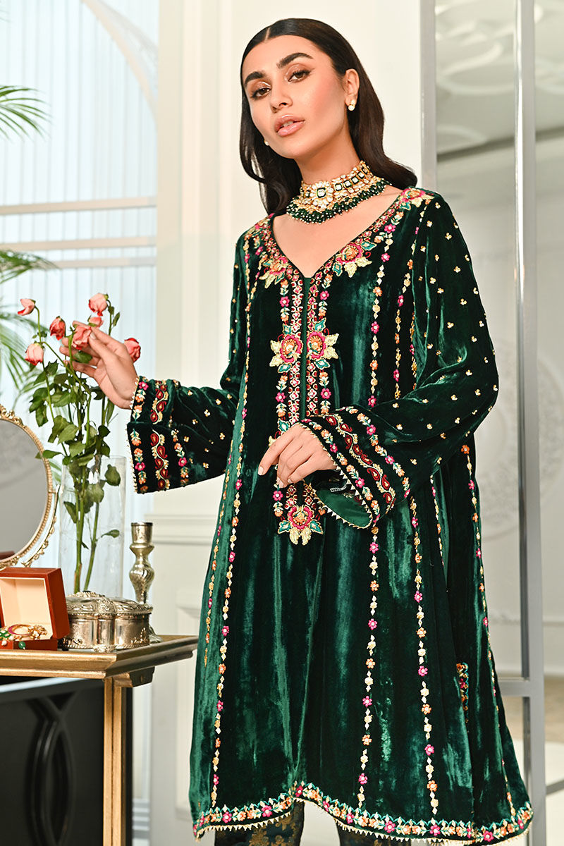 Ansab Jahangir | Bow Velvet Edit | LYLAH by Ansab Jahangir - Designer Dress - Type: Ladies Clothes - Available at Libayah - 100% Original