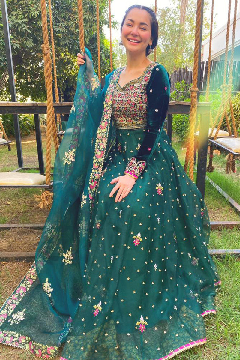 Ansab Jahangir | Bow Velvet Edit | FOREST - HANIA by Ansab Jahangir - Designer Dress - Type: Ladies Clothes - Available at Libayah - 100% Original