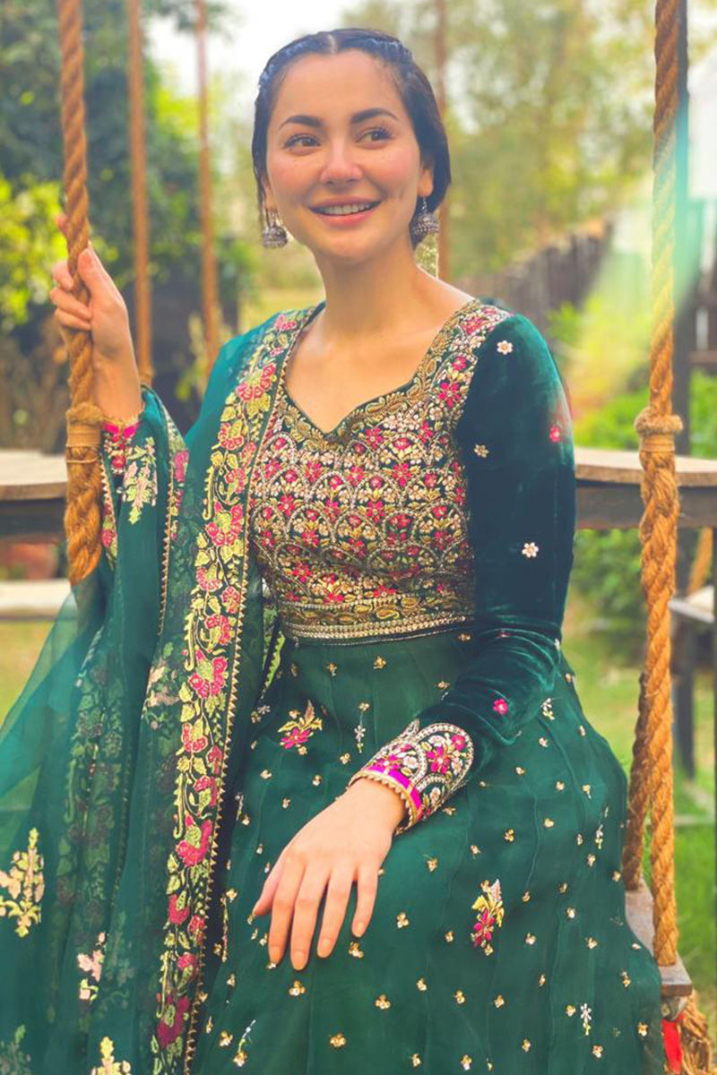 Ansab Jahangir | Bow Velvet Edit | FOREST - HANIA by Ansab Jahangir - Designer Dress - Type: Ladies Clothes - Available at Libayah - 100% Original