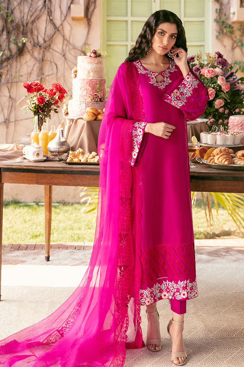 Ansab Jahangir | Luxury Silk Pret | FIERY MAGENTA by Ansab Jahangir - Designer Dress - Type: Ladies Clothes - Available at Libayah - 100% Original
