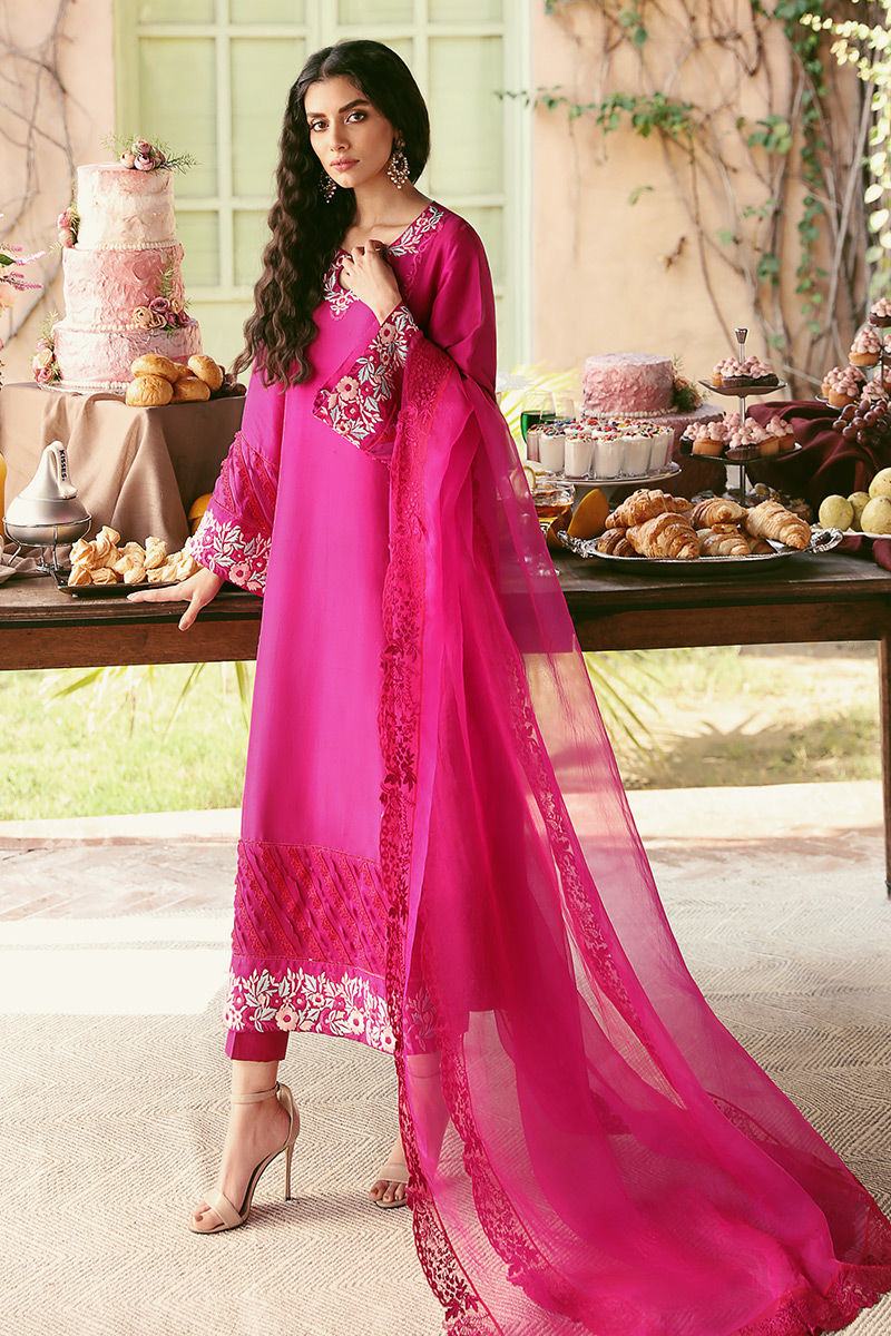 Ansab Jahangir | Luxury Silk Pret | FIERY MAGENTA by Ansab Jahangir - Designer Dress - Type: Ladies Clothes - Available at Libayah - 100% Original