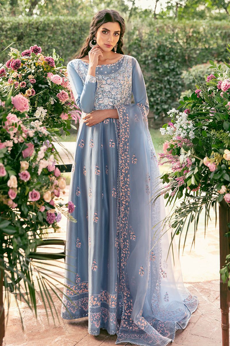 Ansab Jahangir | Luxury Silk Pret | PERIWINKLE BLOOM by Ansab Jahangir - Designer Dress - Type: Ladies Clothes - Available at Libayah - 100% Original