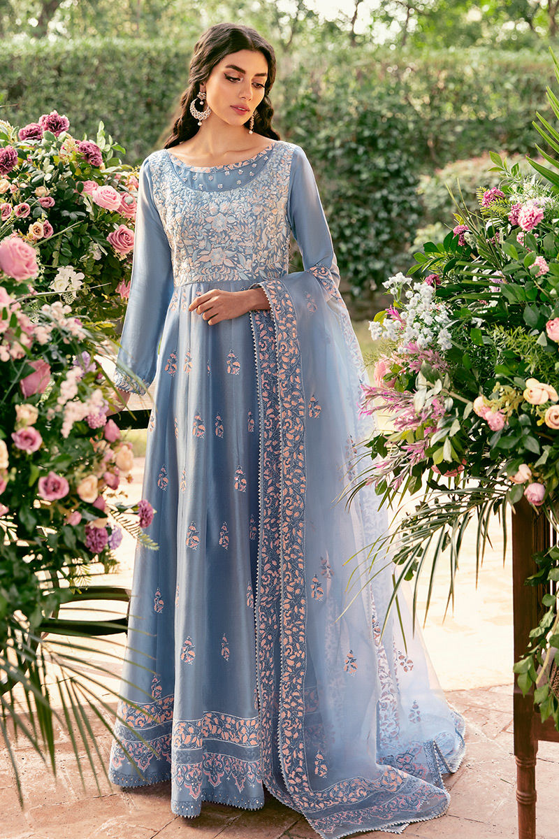 Ansab Jahangir | Luxury Silk Pret | PERIWINKLE BLOOM by Ansab Jahangir - Designer Dress - Type: Ladies Clothes - Available at Libayah - 100% Original