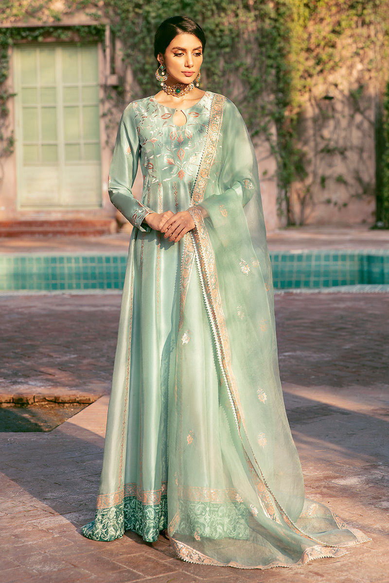 Ansab Jahangir | Luxury Silk Pret | SEAFOAM by Ansab Jahangir - Designer Dress - Type: Ladies Clothes - Available at Libayah - 100% Original