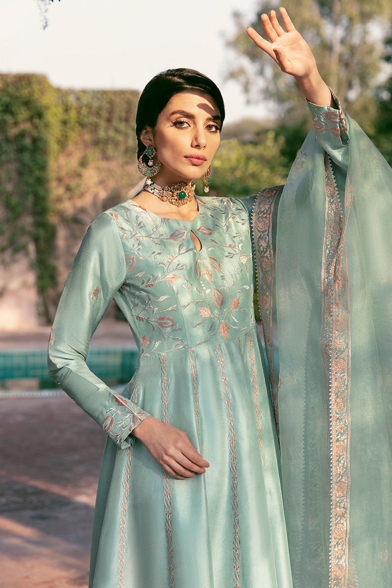 Ansab Jahangir | Luxury Silk Pret | SEAFOAM by Ansab Jahangir - Designer Dress - Type: Ladies Clothes - Available at Libayah - 100% Original