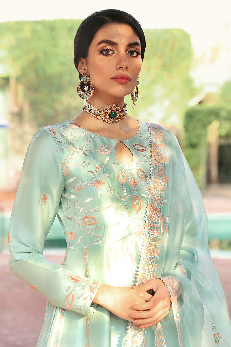 Ansab Jahangir | Luxury Silk Pret | SEAFOAM by Ansab Jahangir - Designer Dress - Type: Ladies Clothes - Available at Libayah - 100% Original