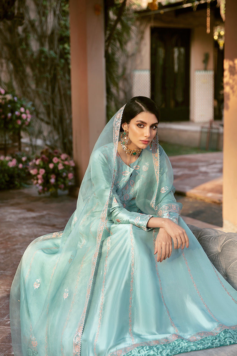 Ansab Jahangir | Luxury Silk Pret | SEAFOAM by Ansab Jahangir - Designer Dress - Type: Ladies Clothes - Available at Libayah - 100% Original