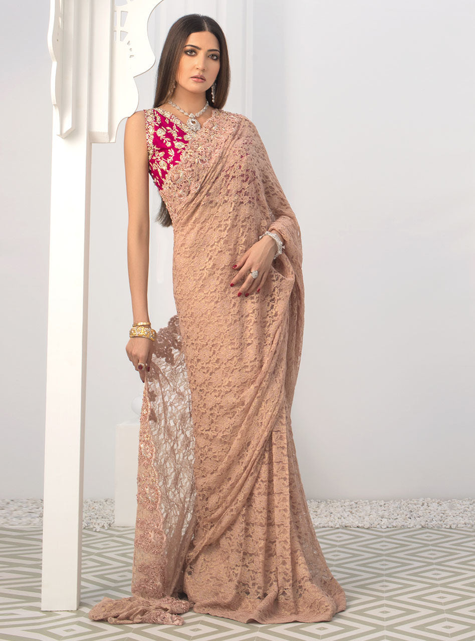 Zainab Chottani | Semi Formals | RAVISHING ROSE SAREE by Zainab Chottani - Designer Dress - Type: Formal - Available at Libayah - 100% Original