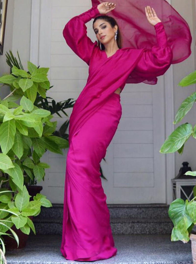 Zainab Chottani | Luxury Pret | FUSCHIA PINK SAREE by Zainab Chottani - Designer Dress - Type: Ladies Clothes - Available at Libayah - 100% Original