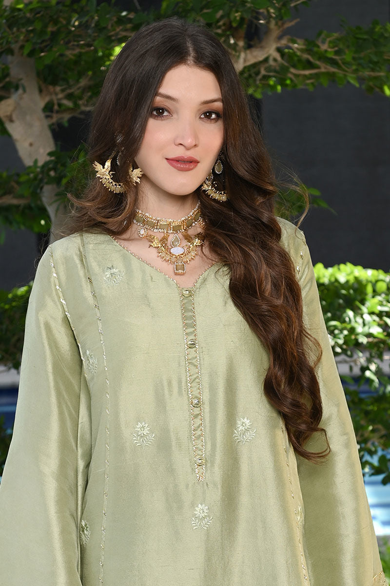 Ansab Jahangir | Luxury Silk Pret | STONE GREEN by Ansab Jahangir - Designer Dress - Type: Ladies Clothes - Available at Libayah - 100% Original