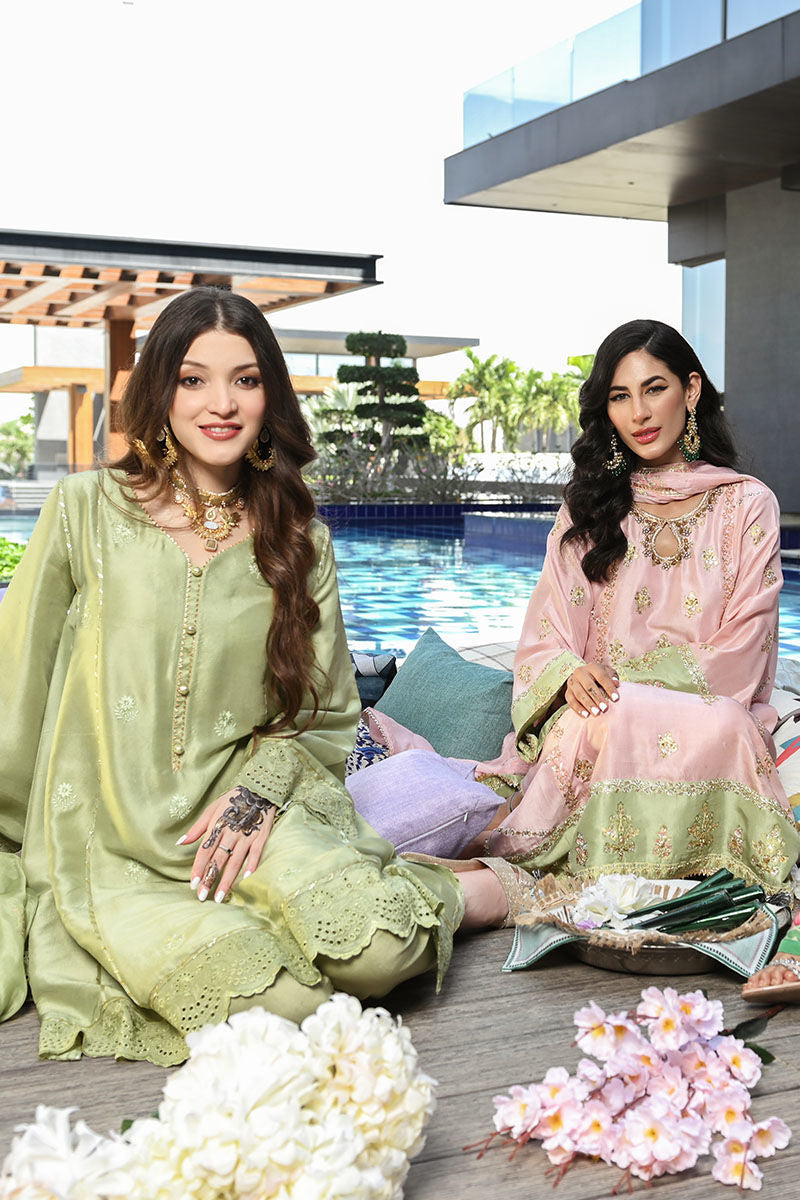 Ansab Jahangir | Luxury Silk Pret | STONE GREEN by Ansab Jahangir - Designer Dress - Type: Ladies Clothes - Available at Libayah - 100% Original