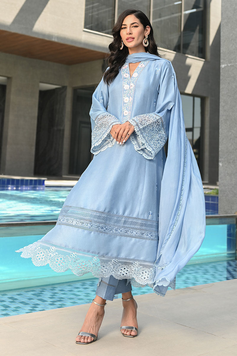 Ansab Jahangir | Luxury Silk Pret | CRYSTAL BLUE by Ansab Jahangir - Designer Dress - Type: Ladies Clothes - Available at Libayah - 100% Original