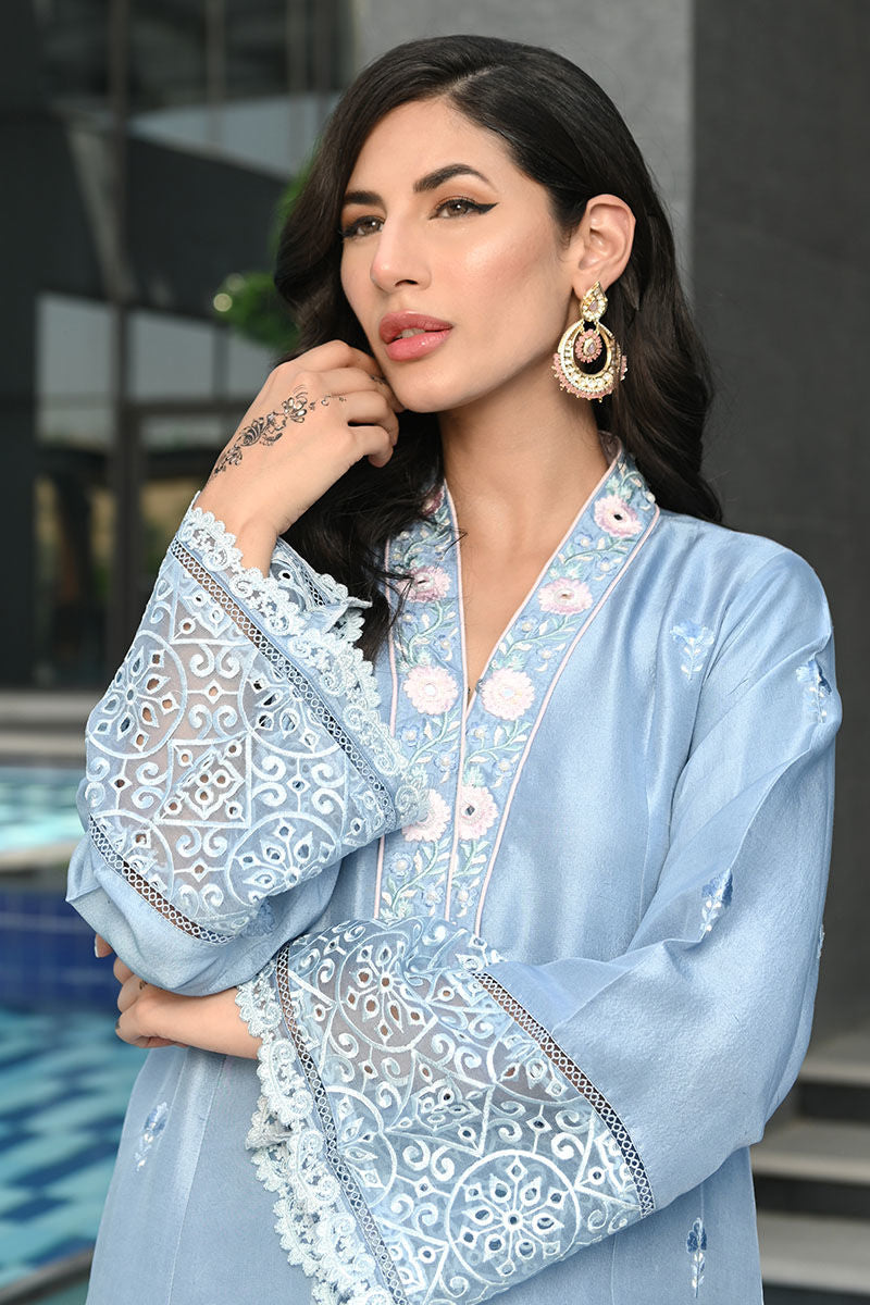 Ansab Jahangir | Luxury Silk Pret | CRYSTAL BLUE by Ansab Jahangir - Designer Dress - Type: Ladies Clothes - Available at Libayah - 100% Original