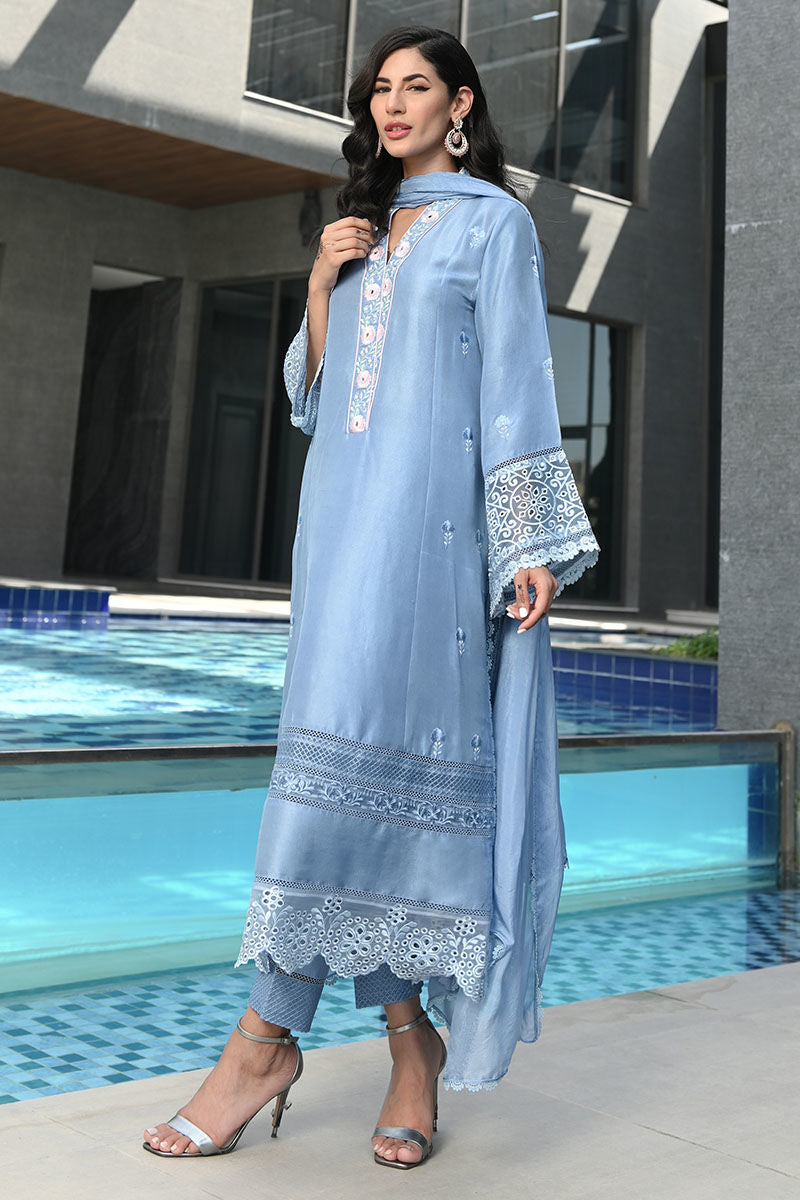Ansab Jahangir | Luxury Silk Pret | CRYSTAL BLUE by Ansab Jahangir - Designer Dress - Type: Ladies Clothes - Available at Libayah - 100% Original