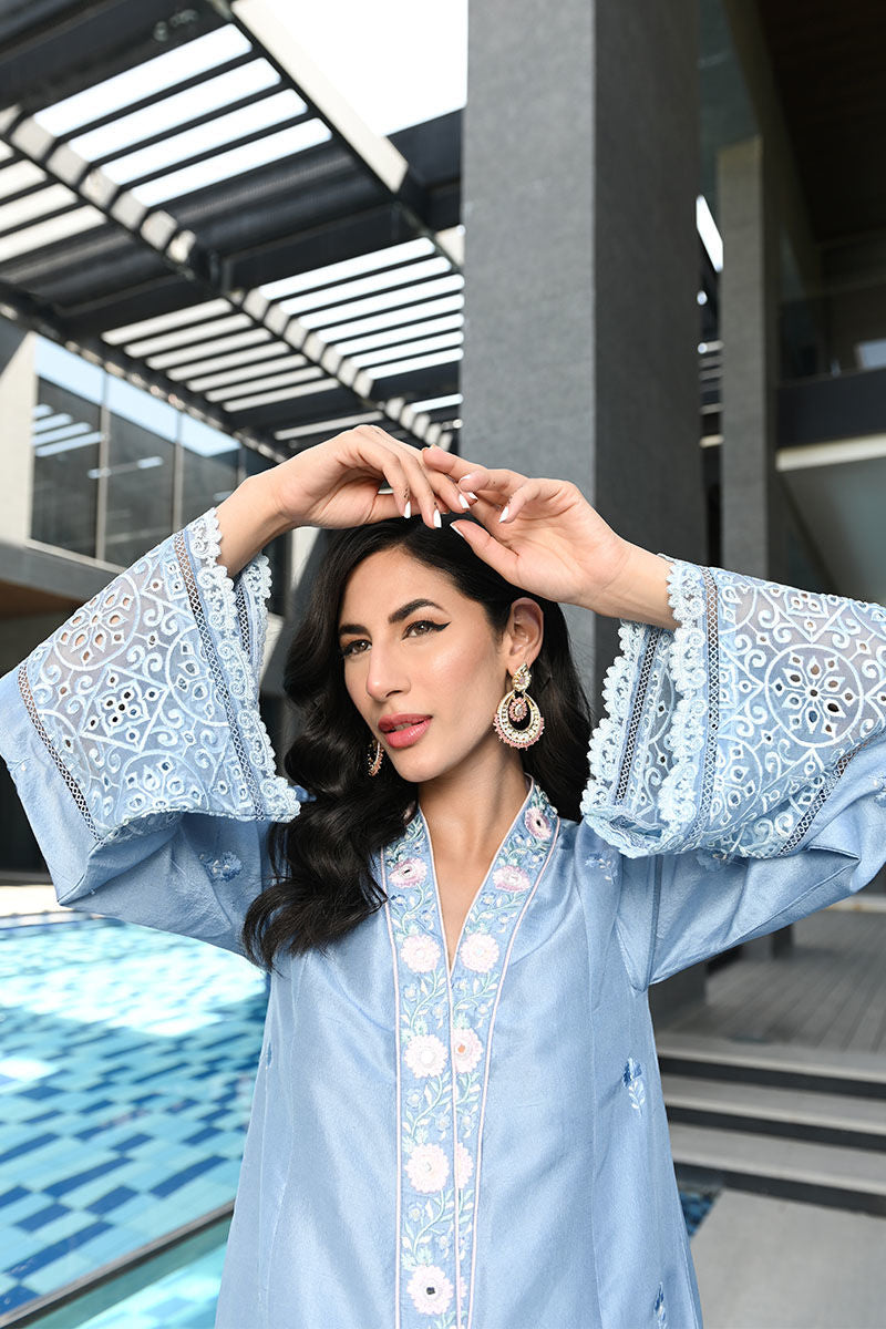 Ansab Jahangir | Luxury Silk Pret | CRYSTAL BLUE by Ansab Jahangir - Designer Dress - Type: Ladies Clothes - Available at Libayah - 100% Original