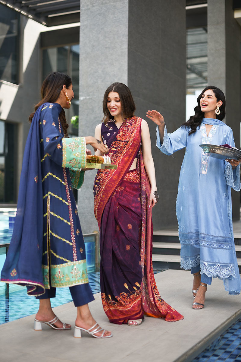 Ansab Jahangir | Luxury Silk Pret | CRYSTAL BLUE by Ansab Jahangir - Designer Dress - Type: Ladies Clothes - Available at Libayah - 100% Original