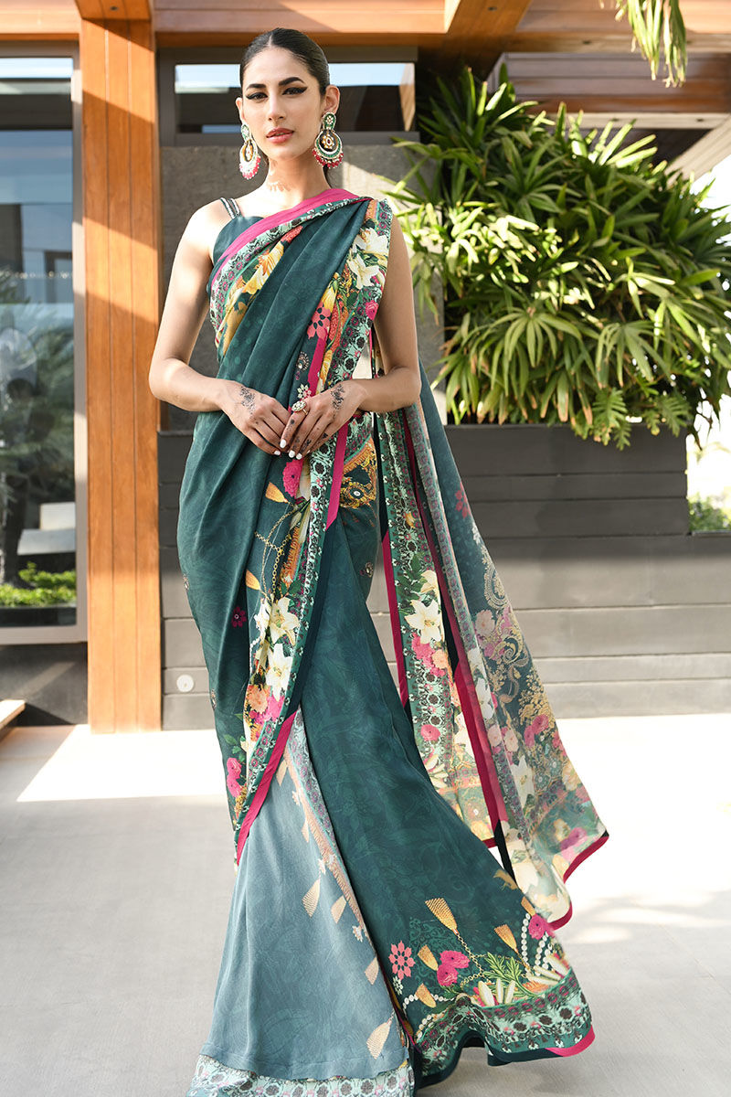 Ansab Jahangir | Luxury Silk Pret | DEEP TEAL by Ansab Jahangir - Designer Dress - Type: Ladies Clothes - Available at Libayah - 100% Original