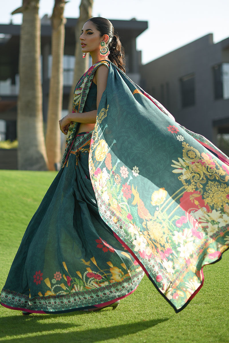 Ansab Jahangir | Luxury Silk Pret | DEEP TEAL by Ansab Jahangir - Designer Dress - Type: Ladies Clothes - Available at Libayah - 100% Original