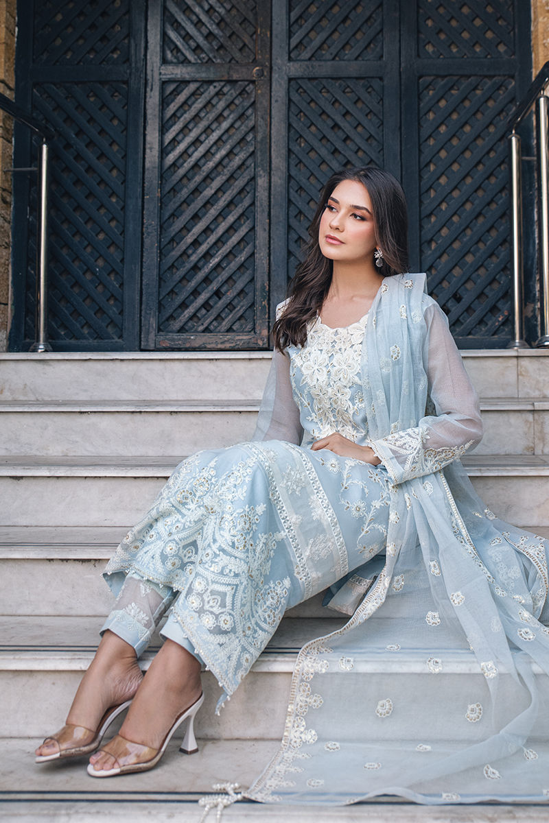 Fatima Khan | Luxury Pret 24 | LILY BLUE by Fatima Khan - Designer Dress - Type: Luxury - Available at Libayah - 100% Original