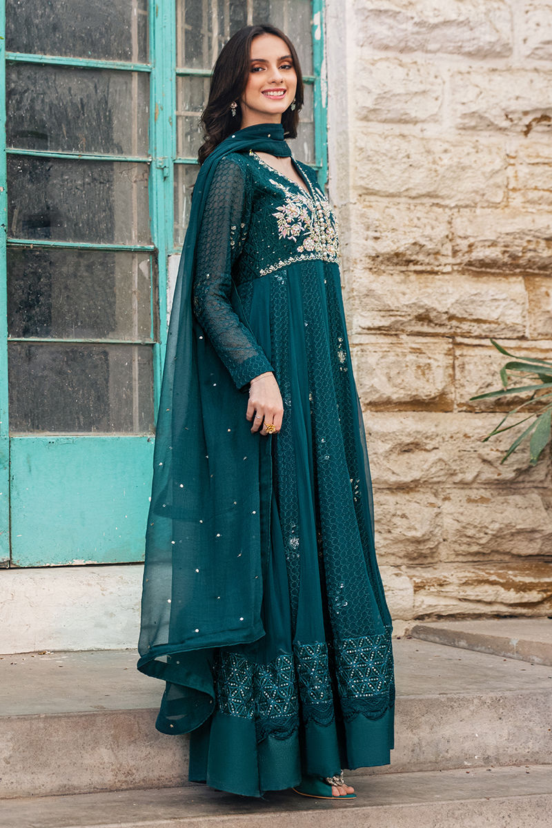 Fatima Khan | Best Sellers 24 | KALE GREEN PESHWAS by Fatima Khan - Designer Dress - Type: Luxury - Available at Libayah - 100% Original