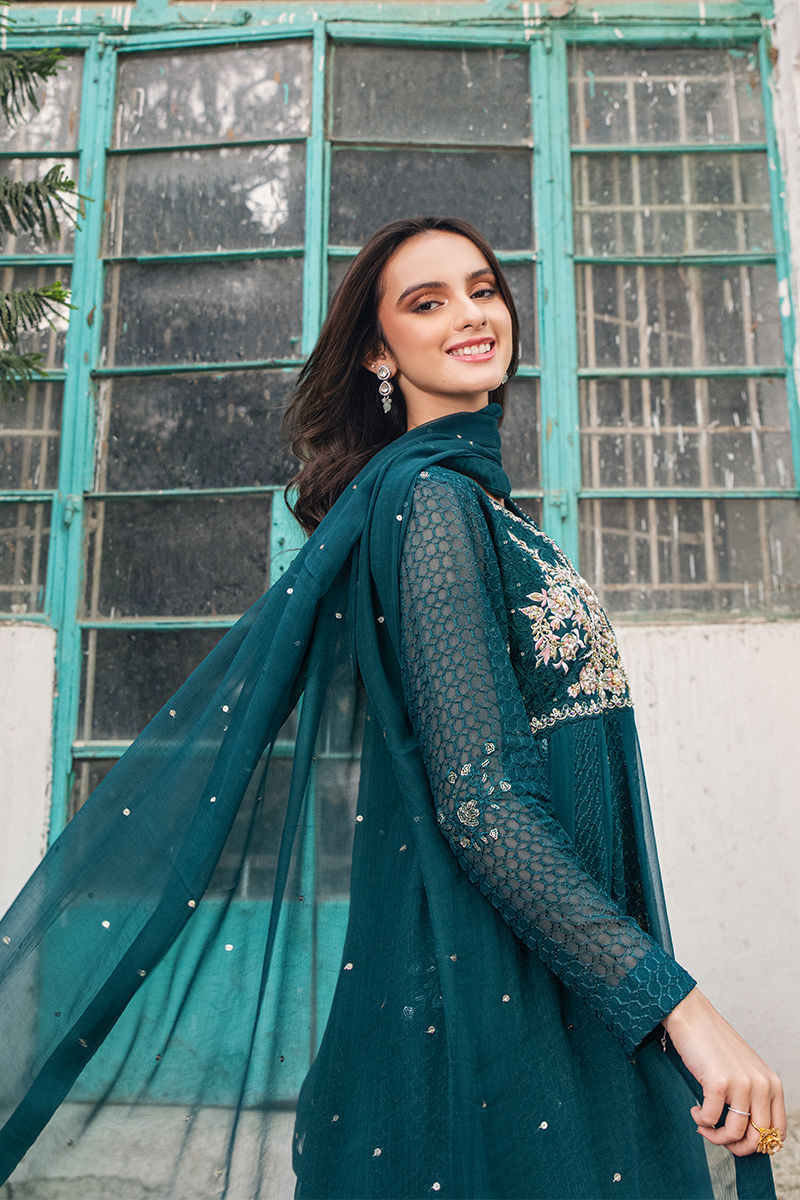 Fatima Khan | Best Sellers 24 | KALE GREEN PESHWAS by Fatima Khan - Designer Dress - Type: Luxury - Available at Libayah - 100% Original