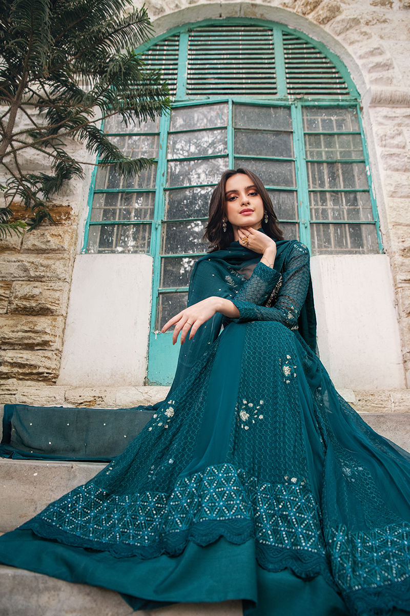 Fatima Khan | Best Sellers 24 | KALE GREEN PESHWAS by Fatima Khan - Designer Dress - Type: Luxury - Available at Libayah - 100% Original