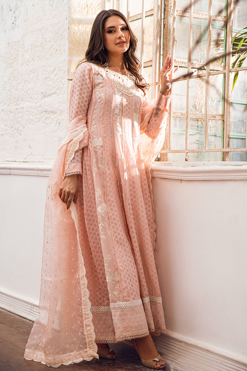 Fatima Khan | Best Sellers 24 | CORAL PEACH KALIDAR by Fatima Khan - Designer Dress - Type: Luxury - Available at Libayah - 100% Original