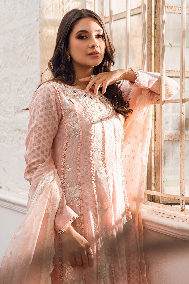 Fatima Khan | Best Sellers 24 | CORAL PEACH KALIDAR by Fatima Khan - Designer Dress - Type: Luxury - Available at Libayah - 100% Original