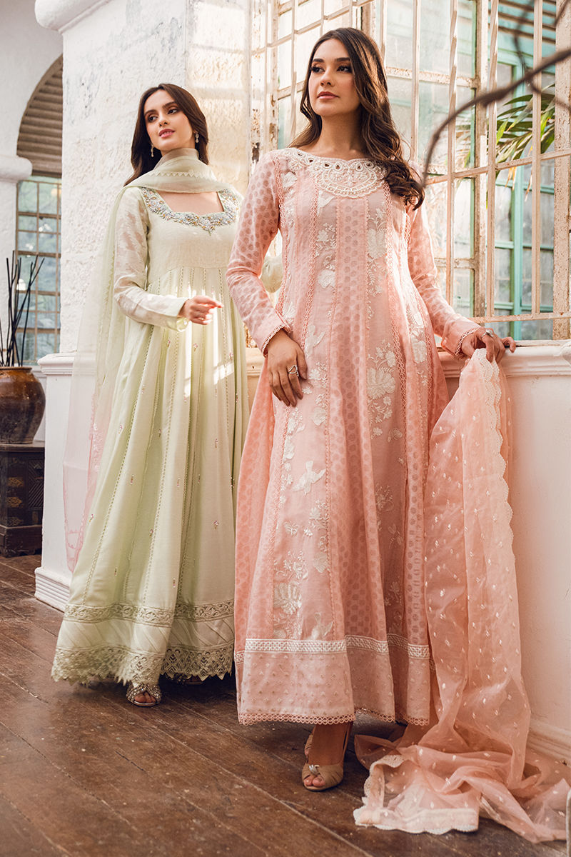 Fatima Khan | Best Sellers 24 | CORAL PEACH KALIDAR by Fatima Khan - Designer Dress - Type: Luxury - Available at Libayah - 100% Original