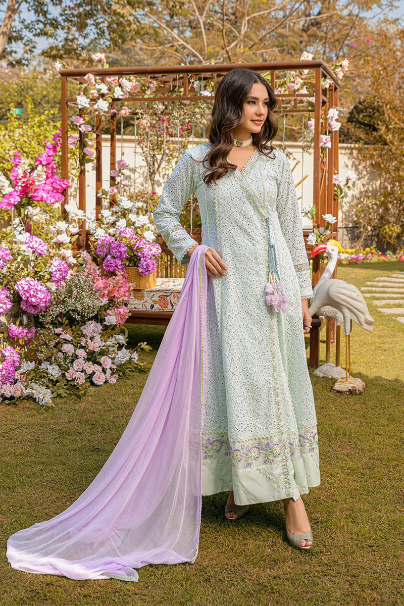 Fatima Khan | Best Sellers 24 | MINT CHIKAN ANGHARKA by Fatima Khan - Designer Dress - Type: Luxury - Available at Libayah - 100% Original