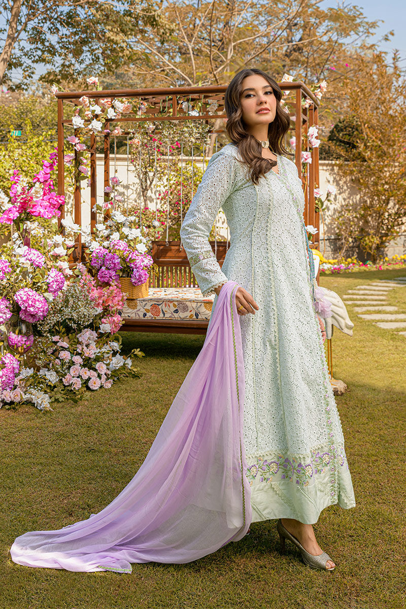 Fatima Khan | Best Sellers 24 | MINT CHIKAN ANGHARKA by Fatima Khan - Designer Dress - Type: Luxury - Available at Libayah - 100% Original