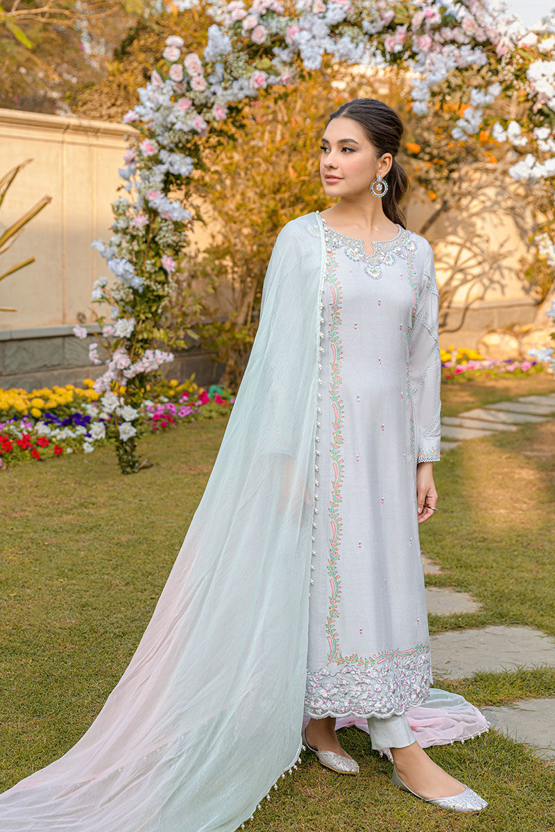 Fatima Khan | Luxury Pret 24 | FRENCH GREY by Fatima Khan - Designer Dress - Type: Luxury - Available at Libayah - 100% Original