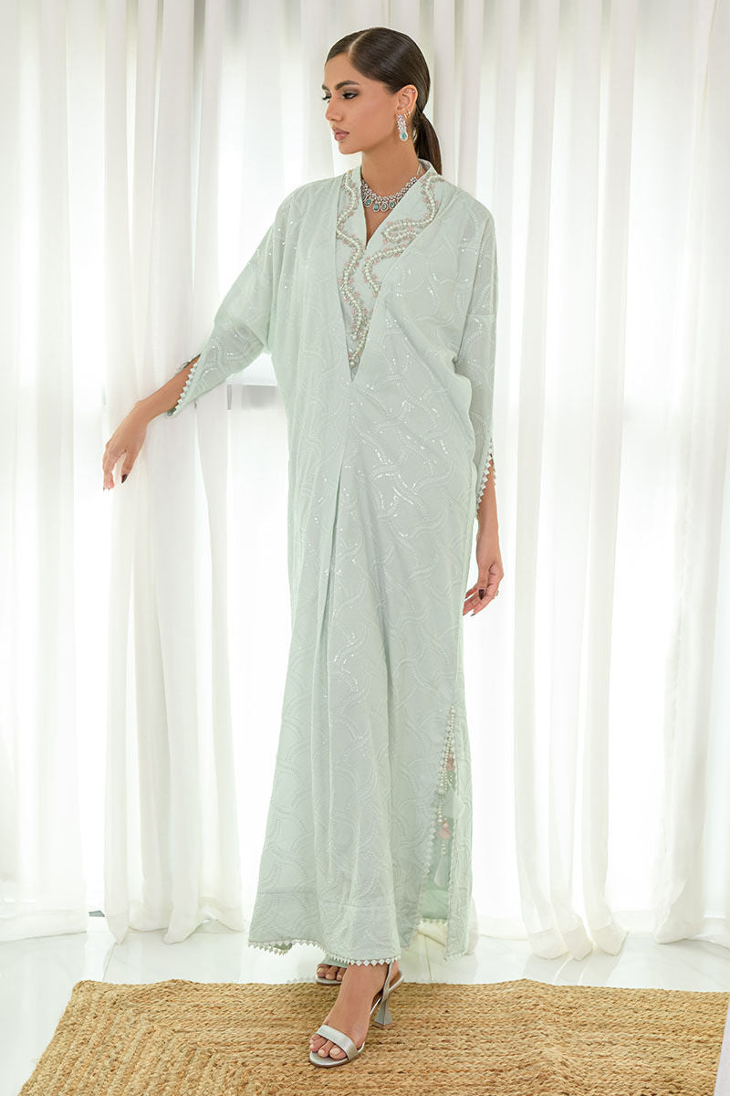 Fatima Khan | Luxury Pret 24 | AZURE MINT KAFTAN by Fatima Khan - Designer Dress - Type: Luxury - Available at Libayah - 100% Original