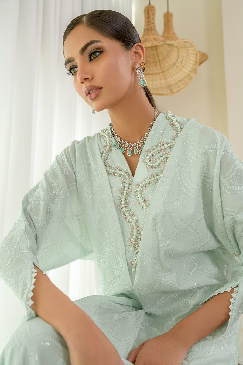 Fatima Khan | Luxury Pret 24 | AZURE MINT KAFTAN by Fatima Khan - Designer Dress - Type: Luxury - Available at Libayah - 100% Original