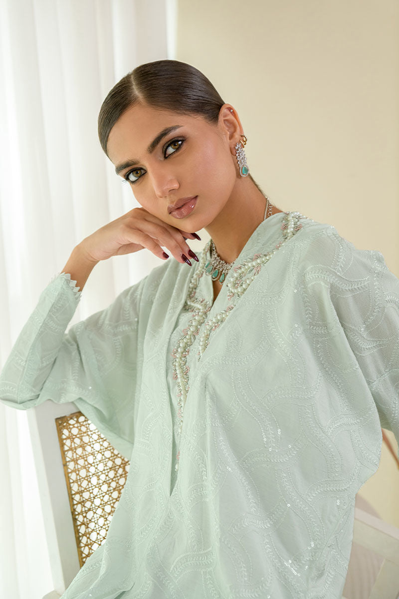 Fatima Khan | Luxury Pret 24 | AZURE MINT KAFTAN by Fatima Khan - Designer Dress - Type: Luxury - Available at Libayah - 100% Original