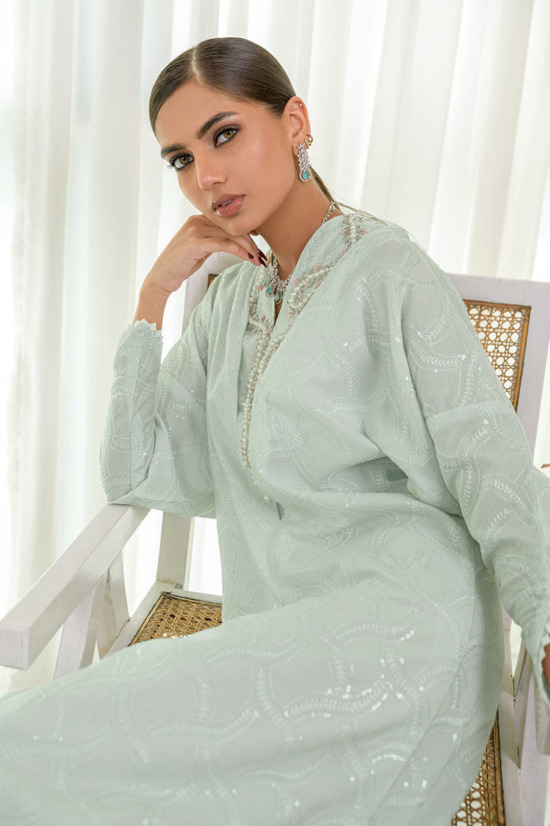 Fatima Khan | Luxury Pret 24 | AZURE MINT KAFTAN by Fatima Khan - Designer Dress - Type: Luxury - Available at Libayah - 100% Original