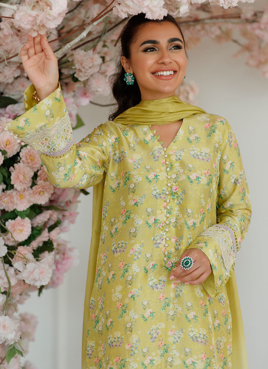 Farah Talib Aziz | Designer Picks 24 | EDEN KIWI SHIRT AND DUPATTA by Farah Talib Aziz - Designer Dress - Type: Ladies Clothes - Available at Libayah - 100% Original