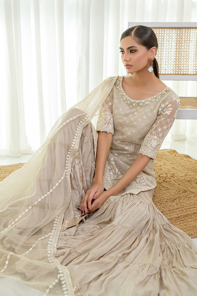 Fatima Khan | Luxury Pret 24 | GRACEFUL BEIGE by Fatima Khan - Designer Dress - Type: Luxury - Available at Libayah - 100% Original